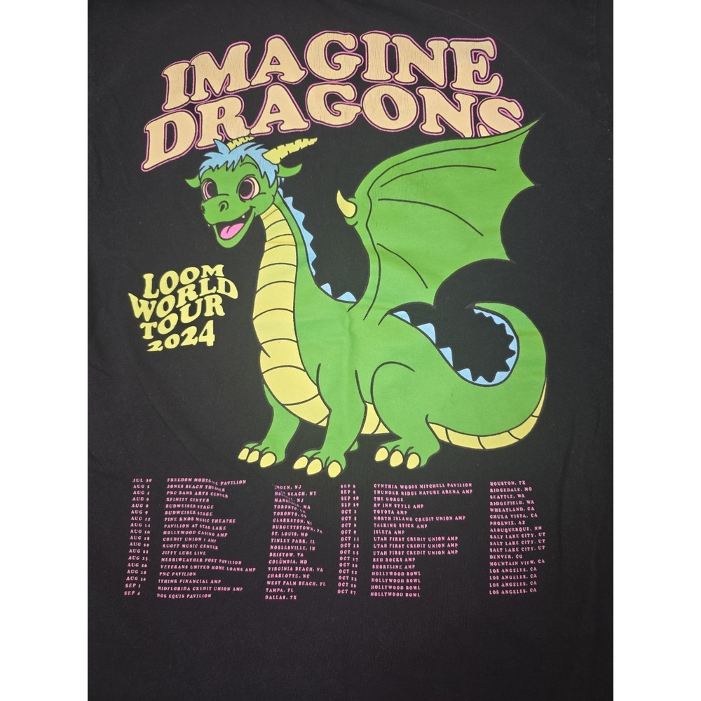 Imagine Dragons Loom World Tour 2024 Short Sleeve T-Shirt Youth YM Black Graphic
